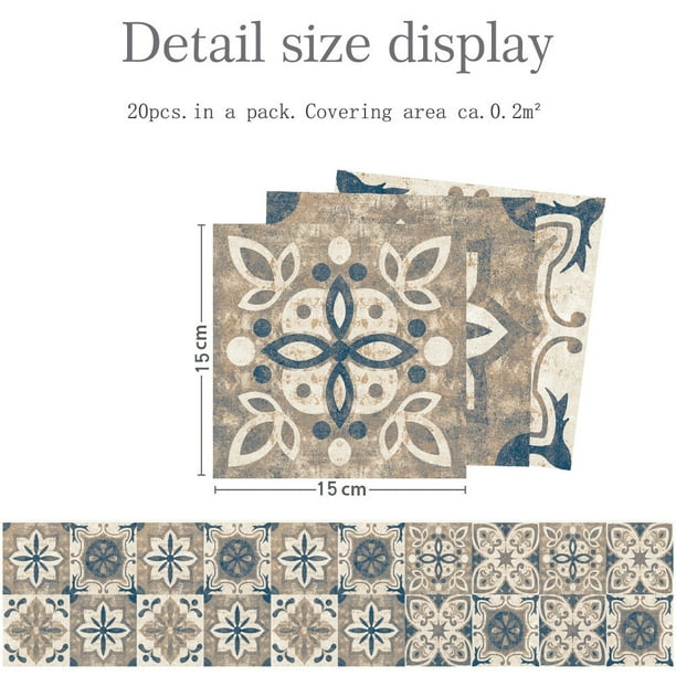 20pcs Waterproof Tile Wall Stickers Kitchen Bathroom Self-Adhesive Mosaic Decor